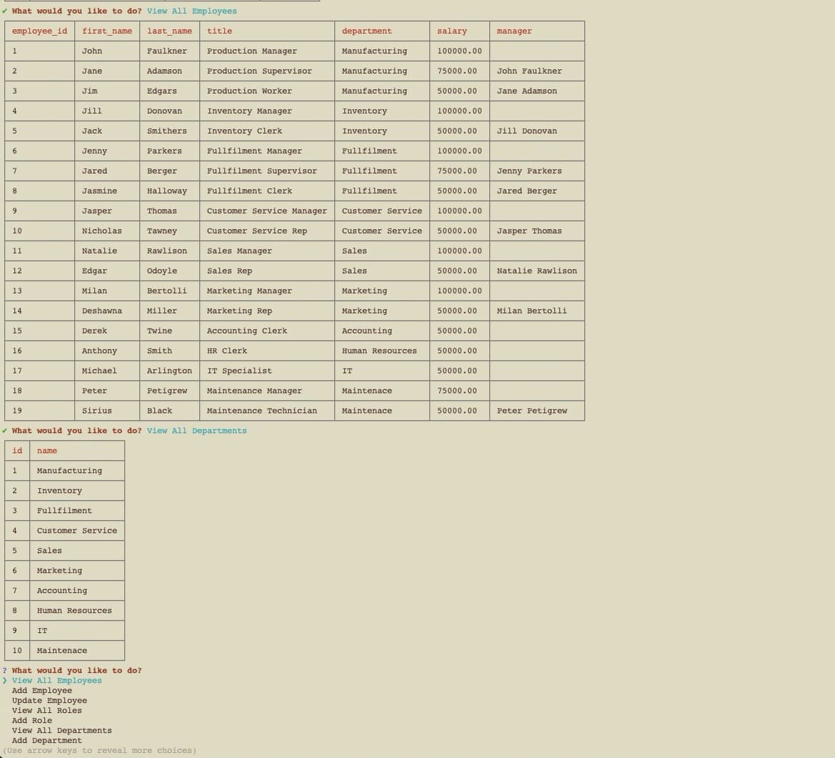 Employee Database CLI App
